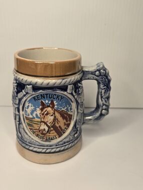 Kentucky Ceramic Beer Stein Mug - Brown & Blue